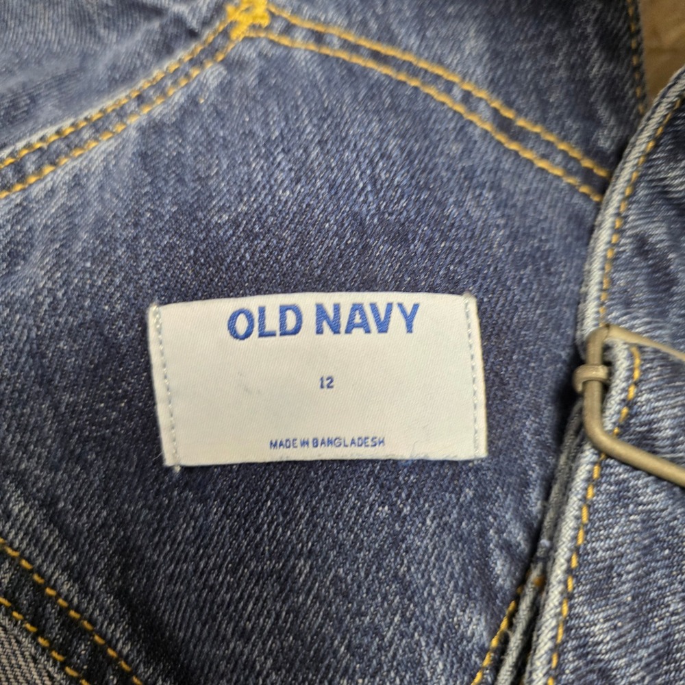 Old Navy Denim Overalls Dark Wash Carpenter Blue Womens 12 Excellent - Picture 4 of 4